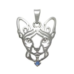 Gatto – Sphynx K – Pendente in argento con zirconi 925/1000 - 5