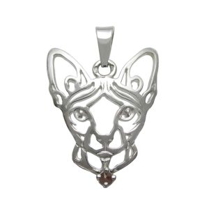 Cat – Sphynx K – Silver Pendant with Zircon 925/1000 - 4