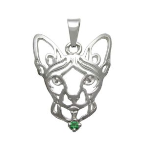 Gatto – Sphynx K – Pendente in argento con zirconi 925/1000 - 3