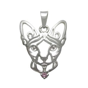 Chat – Sphynx K – Pendentif en argent avec zirconium 925/1000 - 2