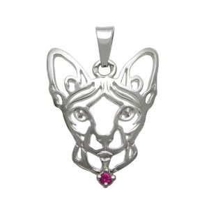 Katze – Sphynx K – Silberanhänger mit Zirkon 925/1000 - 1