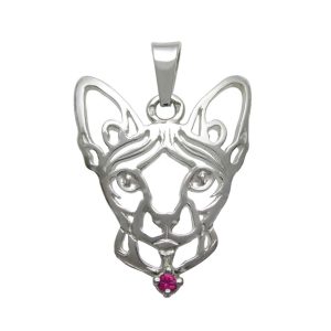 Chat – Sphynx K – Pendentif en argent avec zirconium 925/1000 - 1