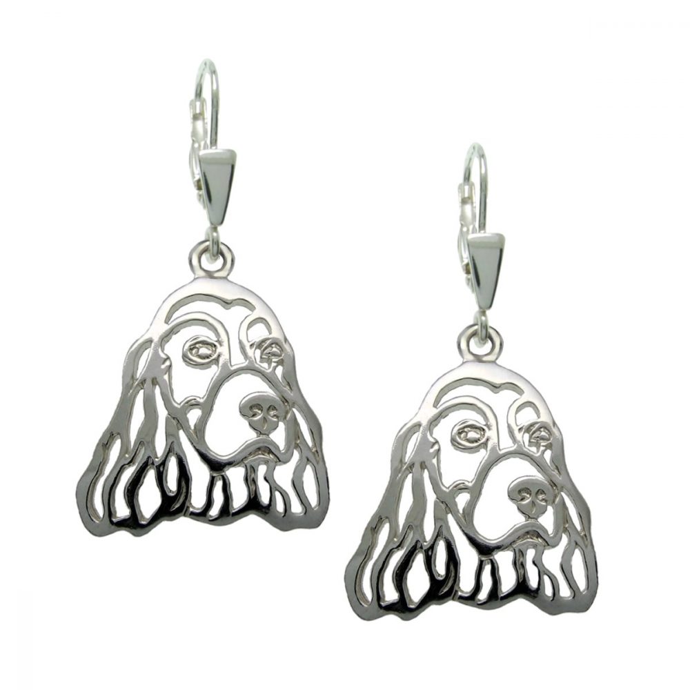 English Cocker Spaniel – silver sterling earrings - 1