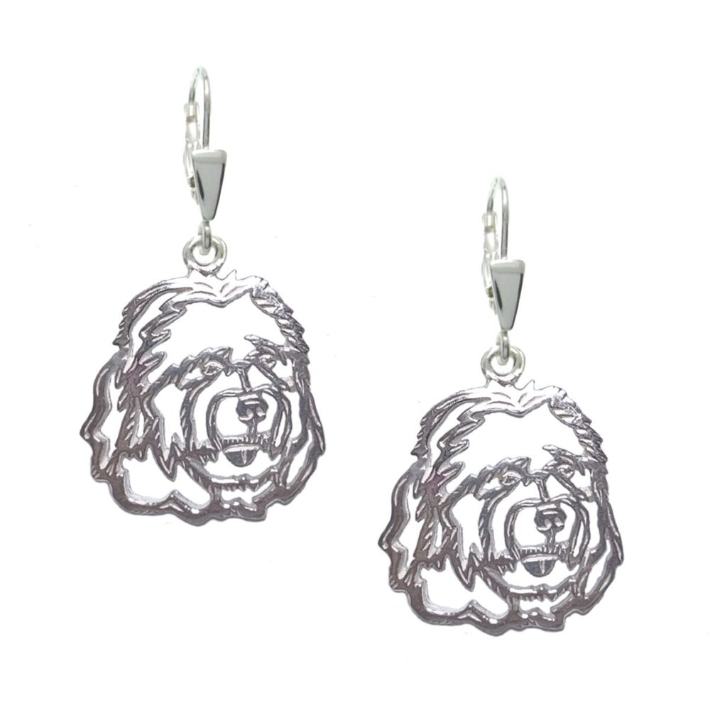 Old English Sheepdog Bobtail – silver sterling earrings - 1