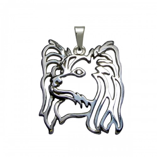 Continental Toy Spaniel – Papillon – large – silver sterling pendant - 1