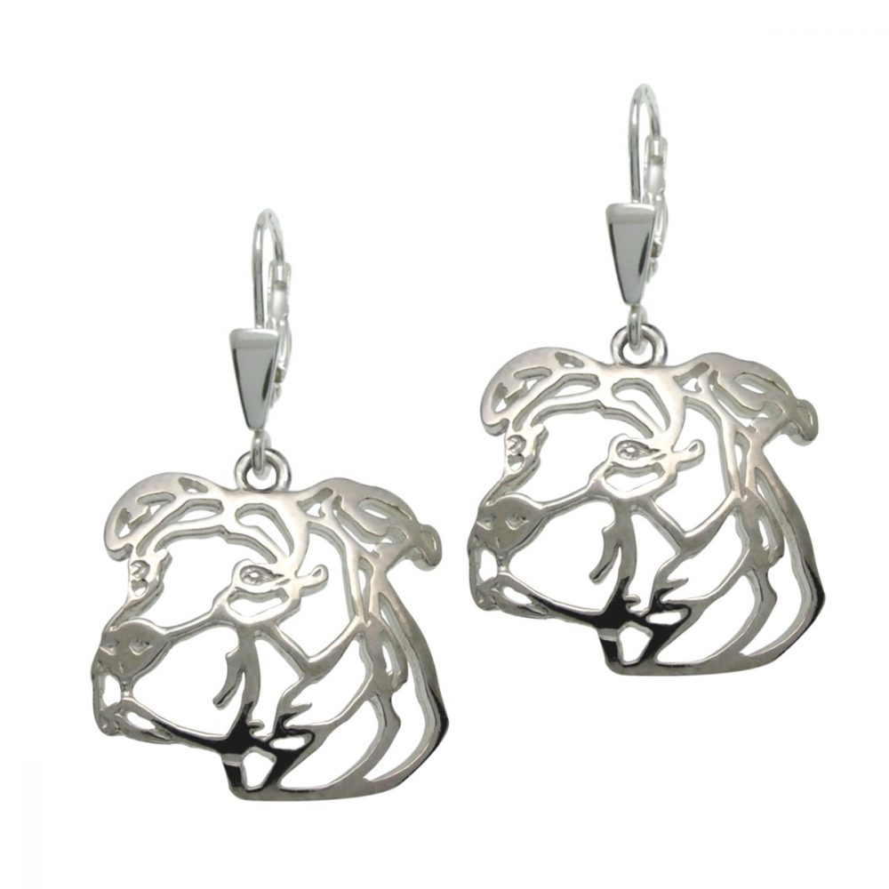American Staffordshire Terrier II – silver sterling earrings - 1