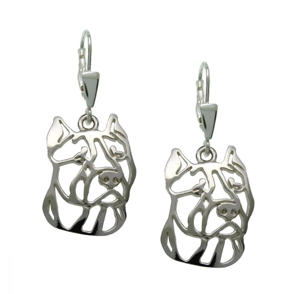 American Staffordshire Terrier – silver sterling earrings - 1