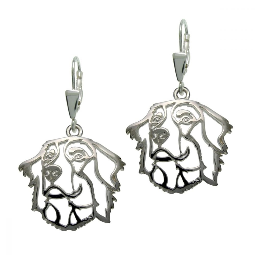 Bernese Mountain Dog – silver sterling earrings - 1