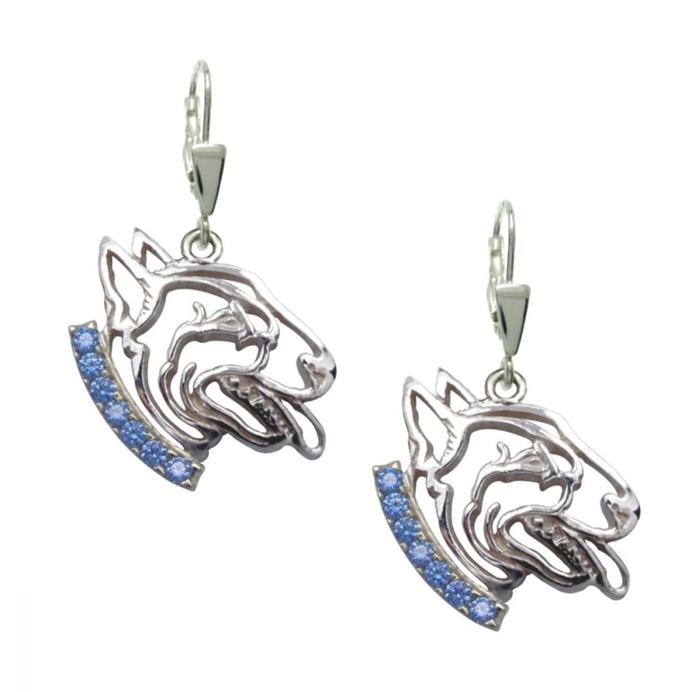 Bull Terrier 2 K – silver sterling earrings - 1