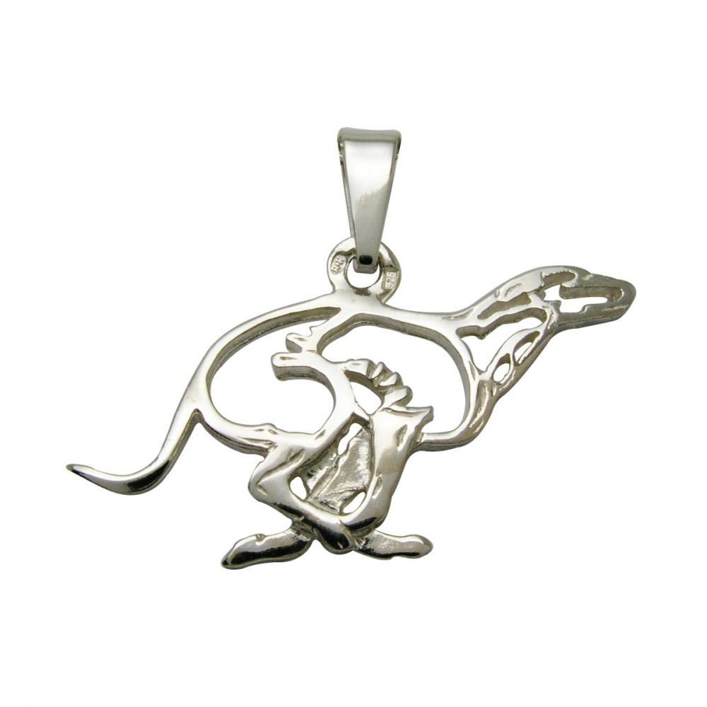 Greyhound running – silver sterling pendant - 1