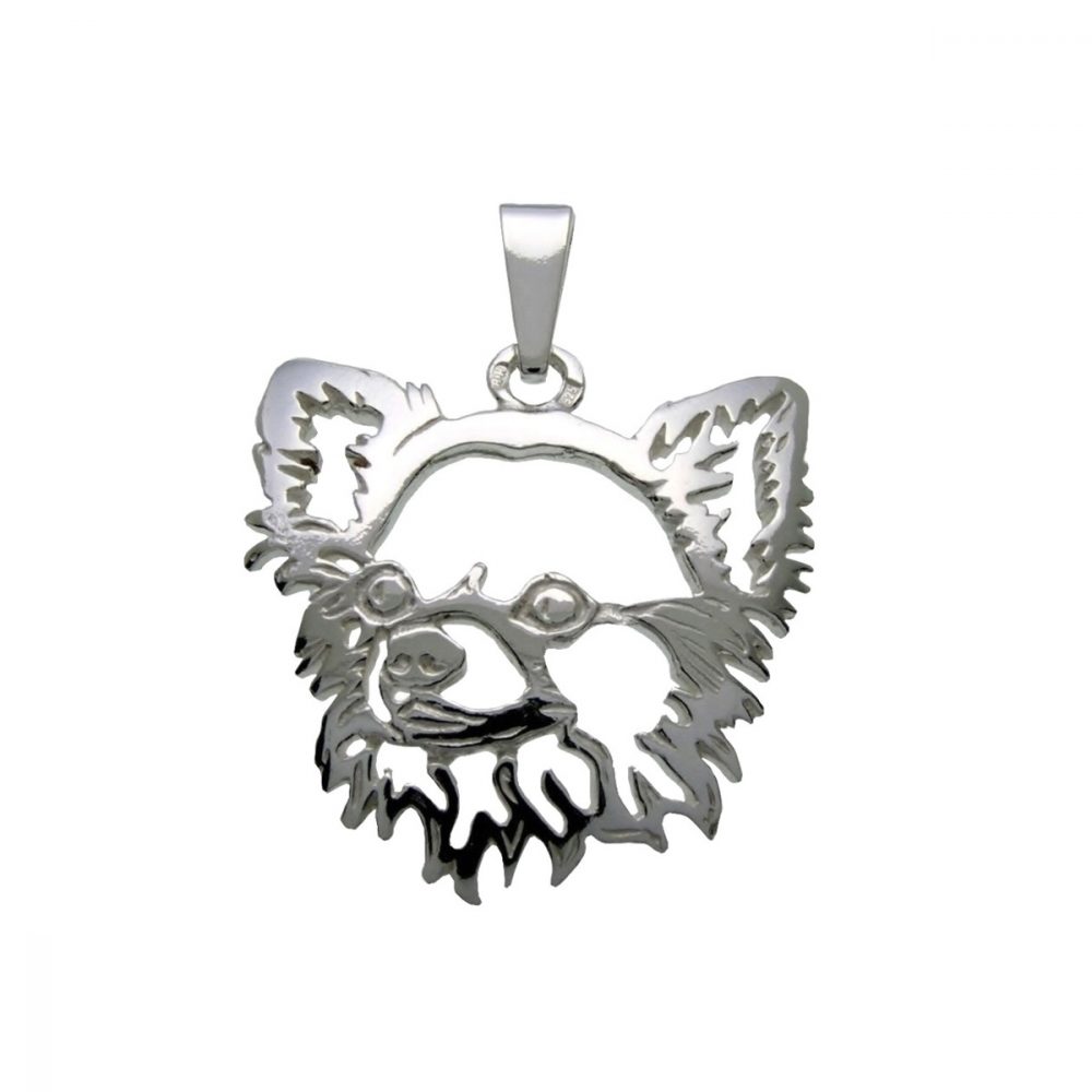 Chihuahua Longhaired – silver sterling pendant - 1