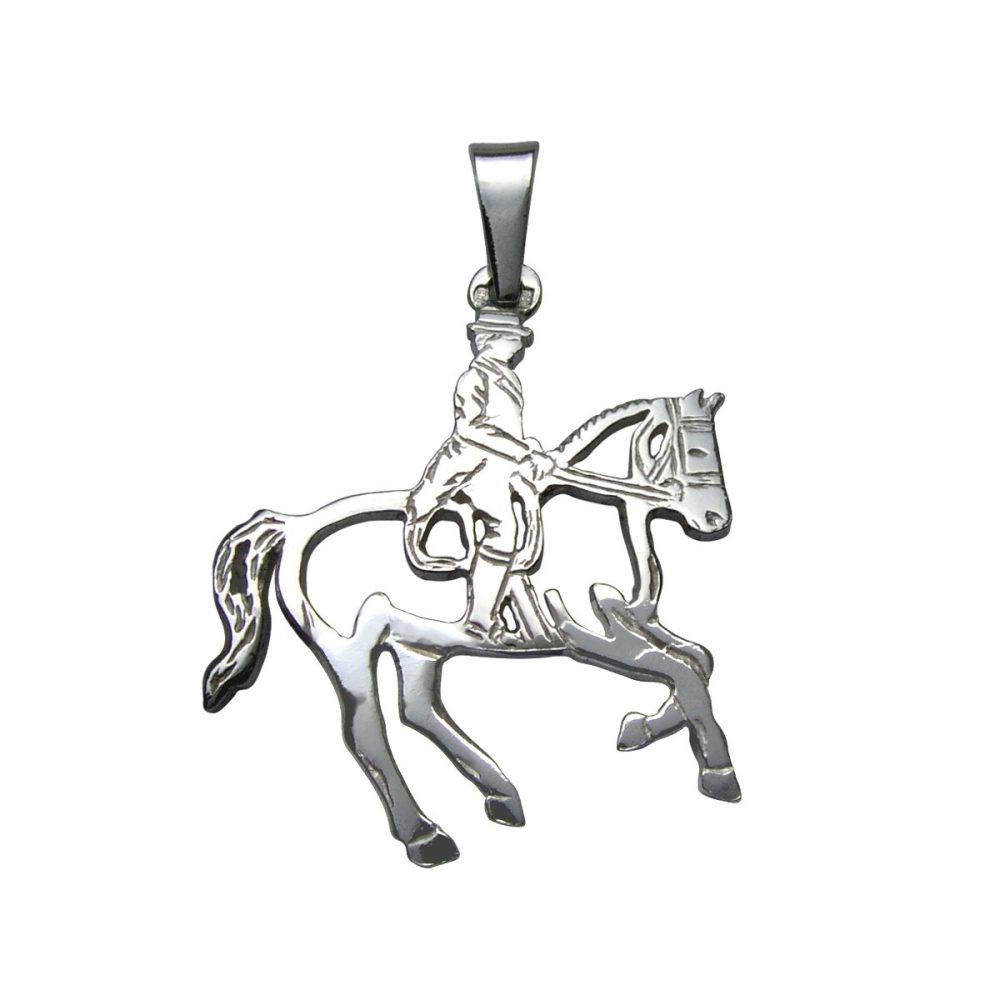 Horse and rider – Dressage – silver sterling pendant - 1