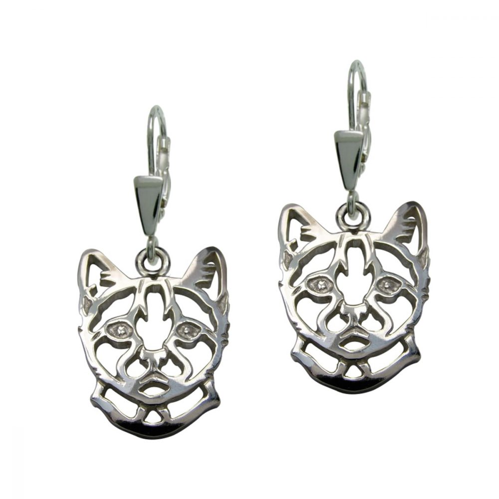 Domestic cat – silver sterling earrings - 1