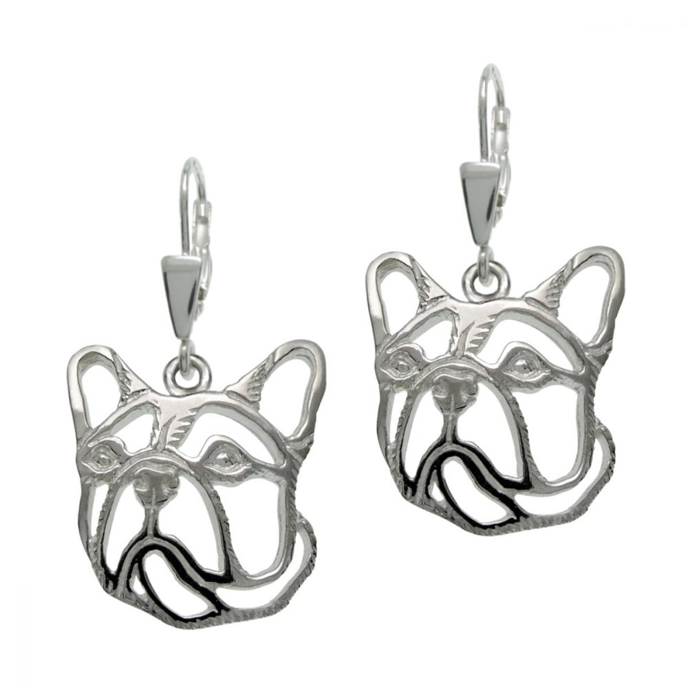 French Bulldog – silver sterling earrings - 1