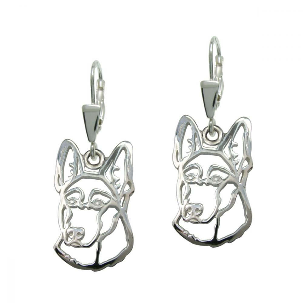 Dutch Shepherd Dog I- silver sterling earrings - 1