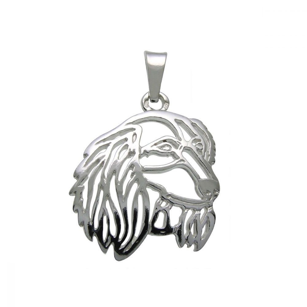 Longhaired Dachshund – silver sterling pendant - 1