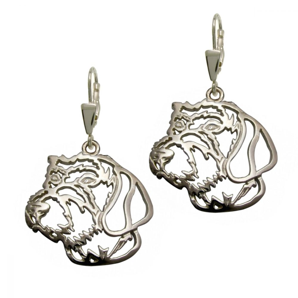 Wirehaired Dachshund  – silver sterling earrings - 1