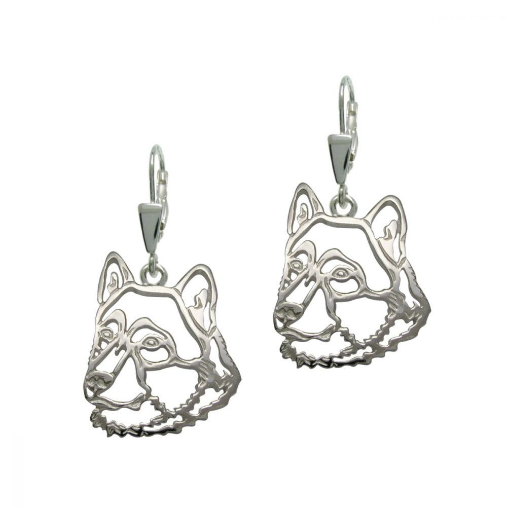 West Siberian Laika – silver sterling earring - 1