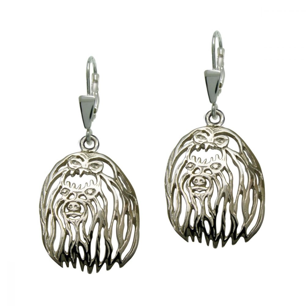 Maltese dog – silver sterling earrings - 1