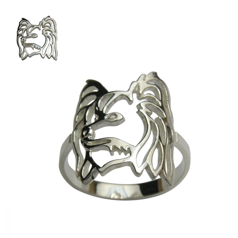 Continental Toy Spaniel – Papillon – silver sterling ring - 1