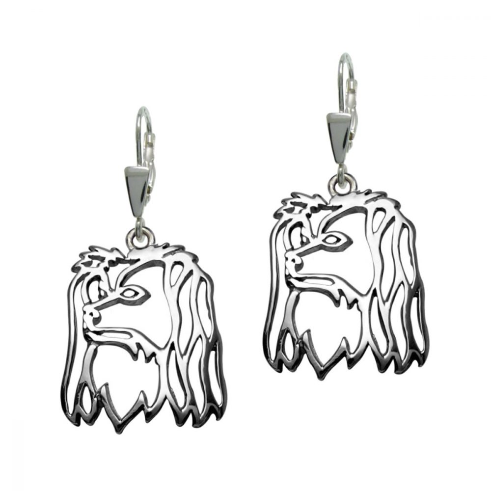 Small Continental Spaniel – Phalène – Silver Earrings 925/1000 - 1