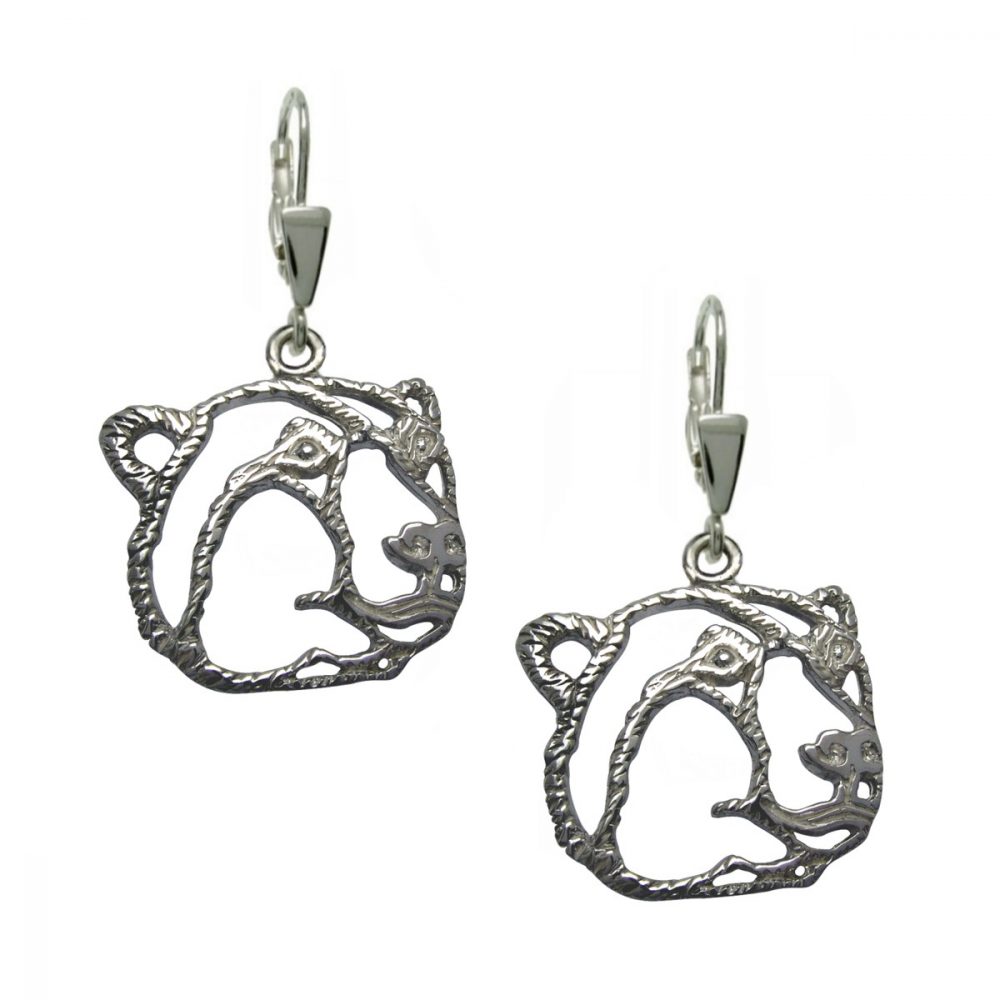 Brown bear – silver sterling earring - 1