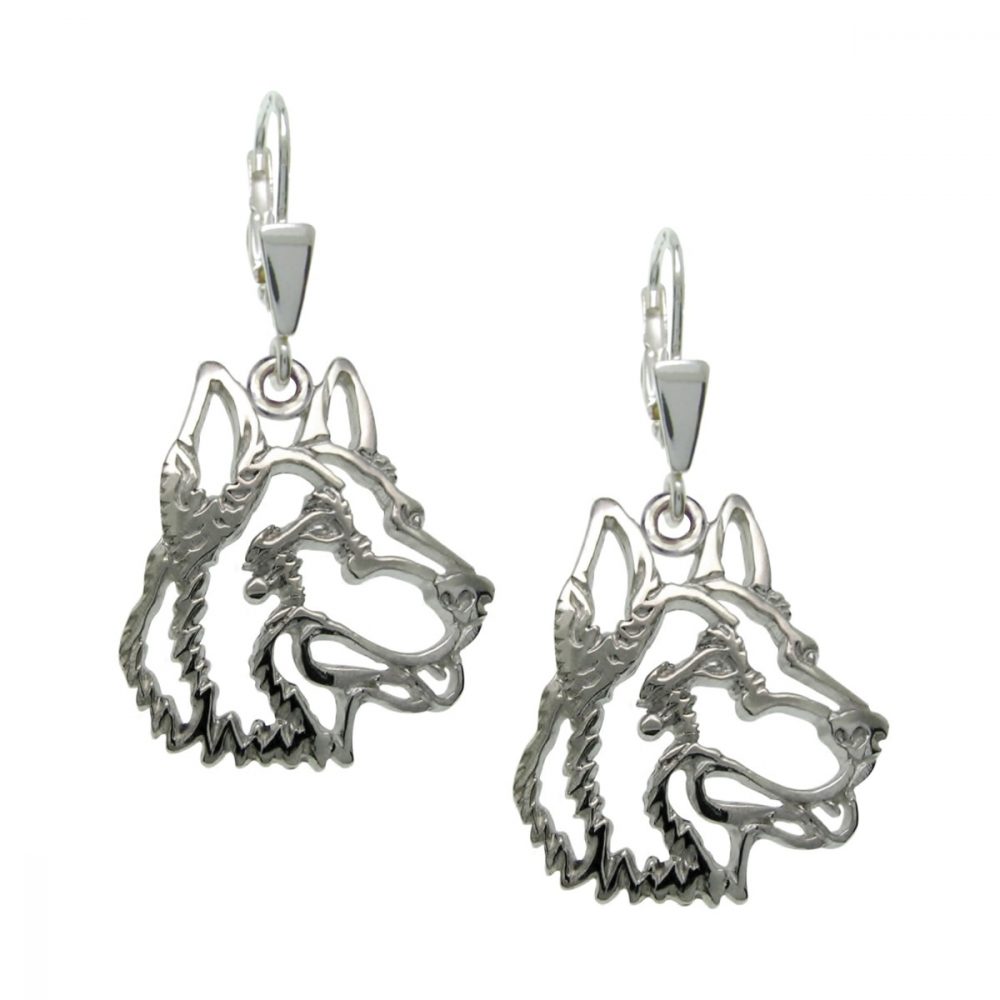 German Shepherd – silver sterling earrings - 1