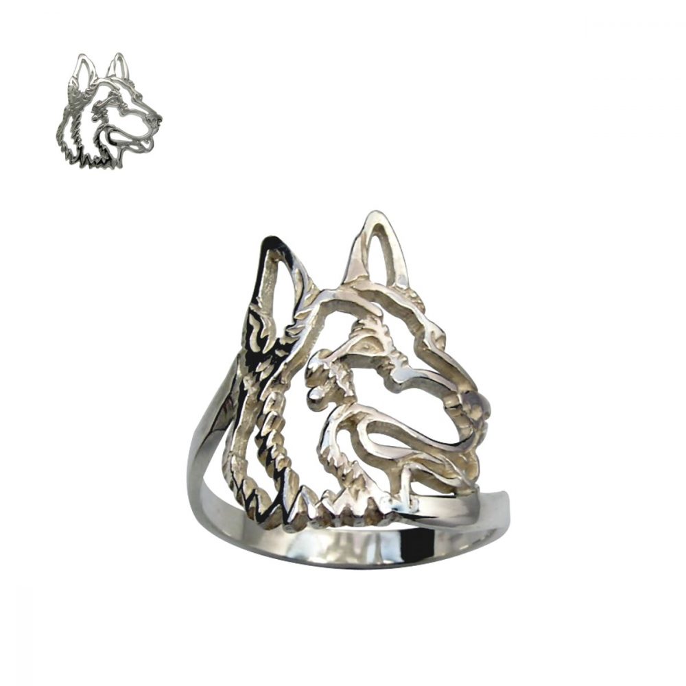 German Shepherd – silver sterling ring - 1