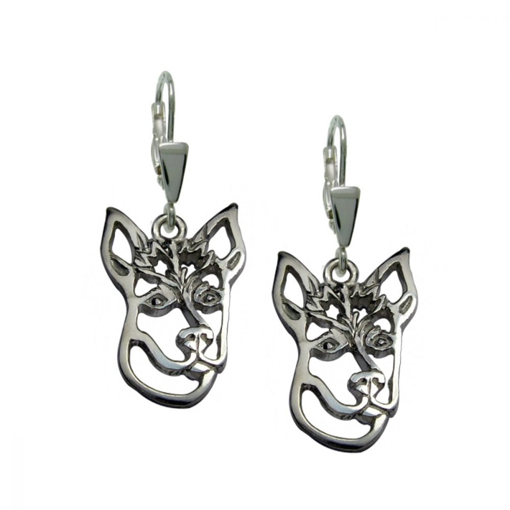 Peruvian Hairless Dog – silver sterling earrings - 1