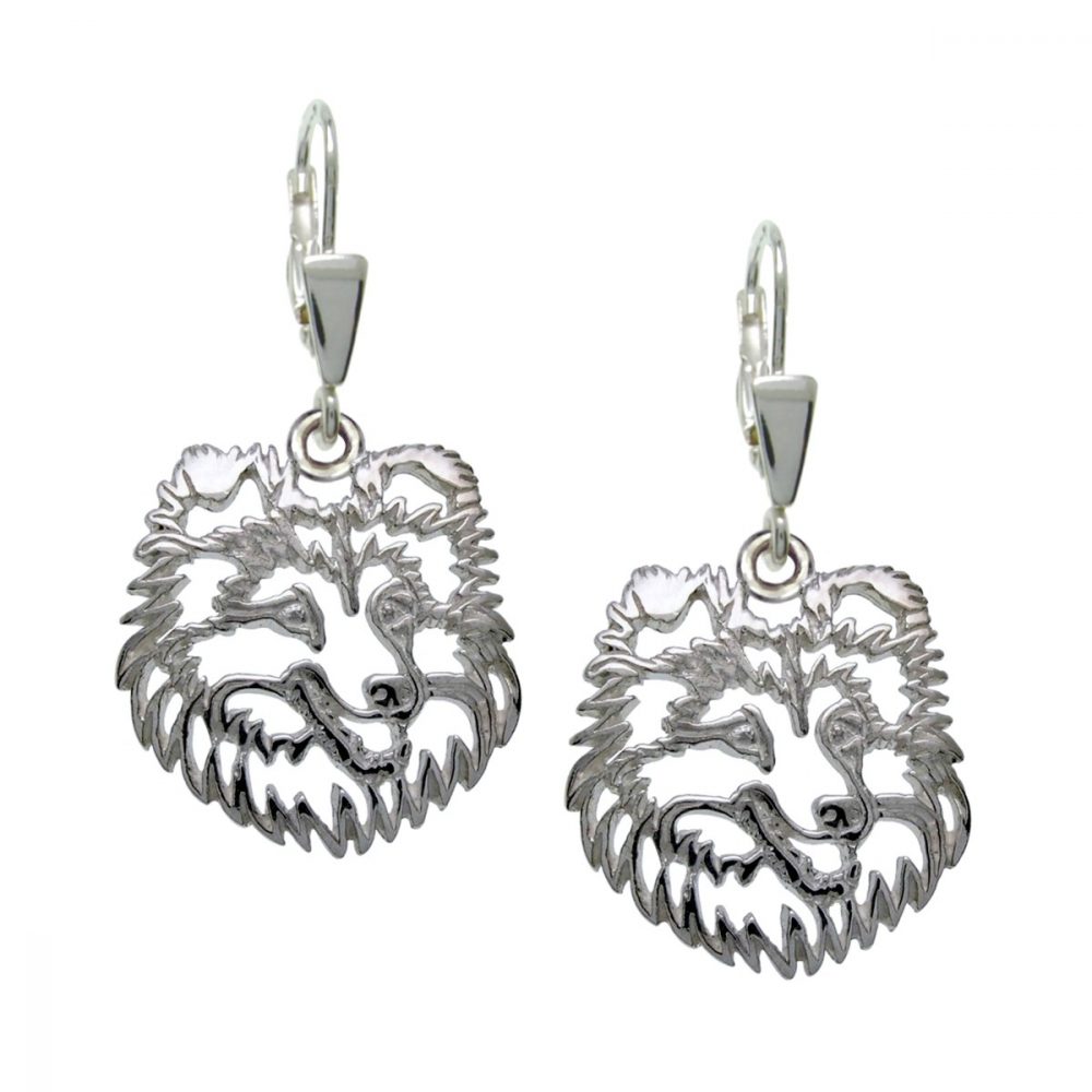 Sheltie- silver sterling earrings - 1