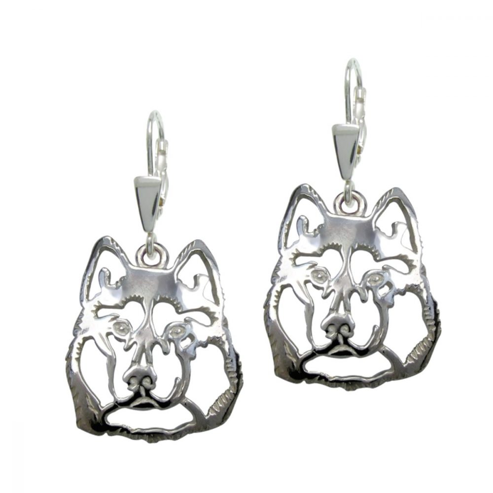 Siberian Husky – silver sterling earrings - 1