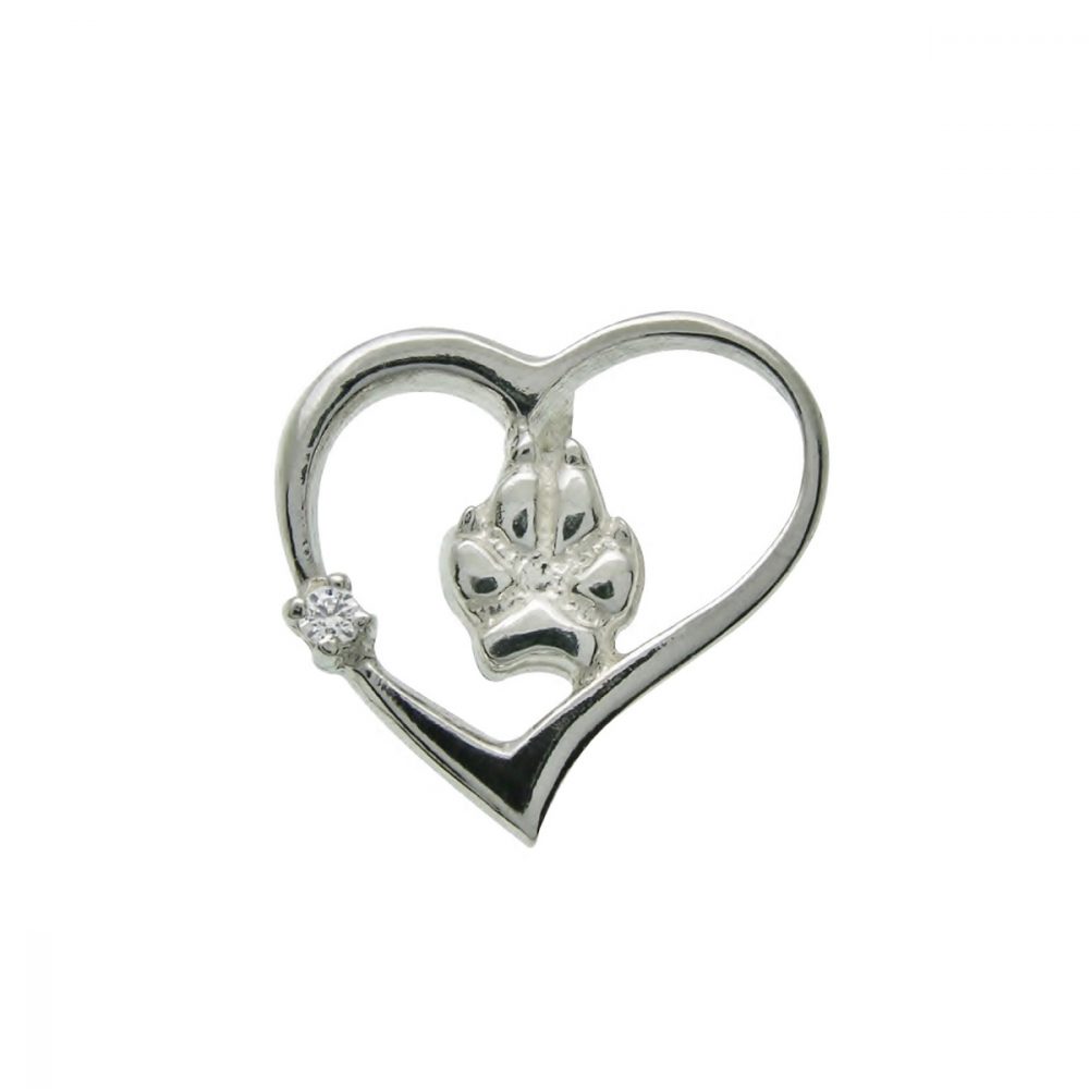 Heart + Paw – silver sterling pendant - 1