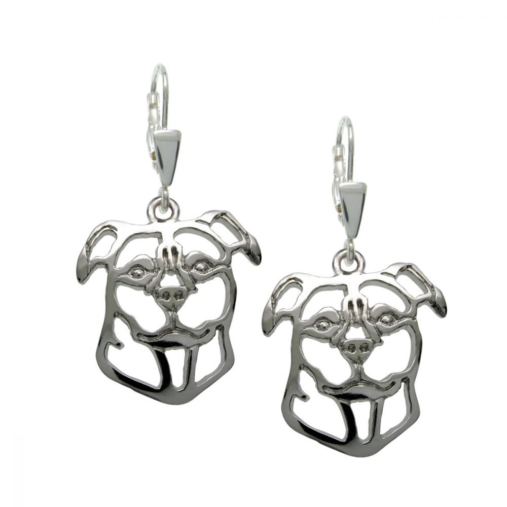 Staffordshire Bull Terrier – silver sterling earrings - 1