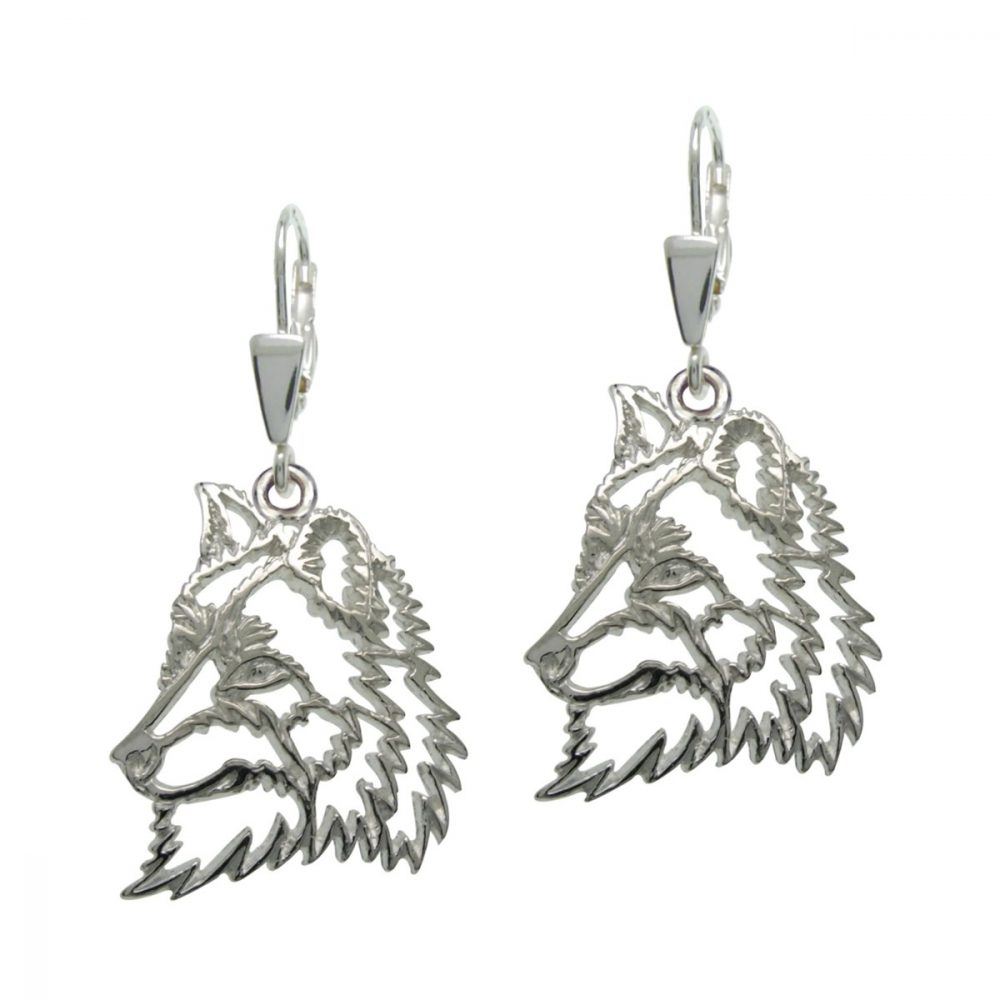 Wolf – silver sterling earring - 1