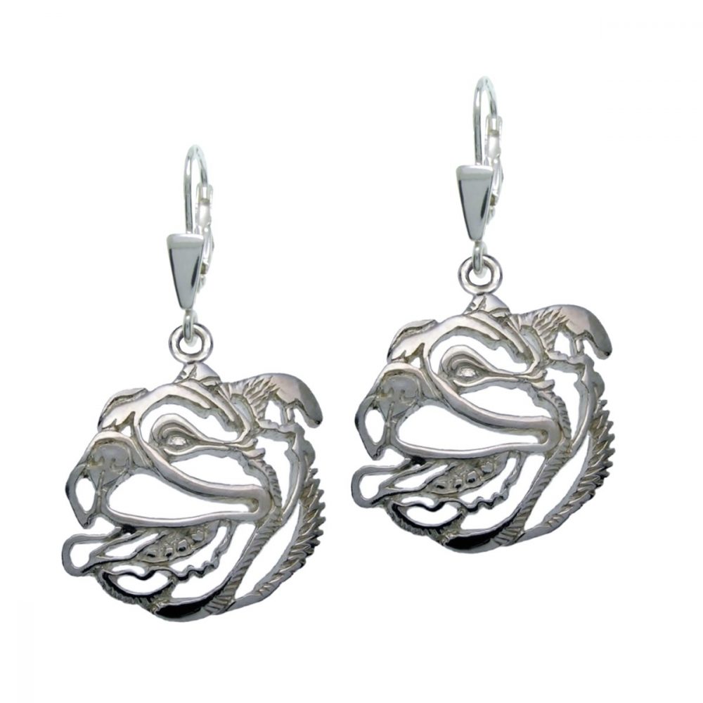 English bulldog – silver sterling earring - 1