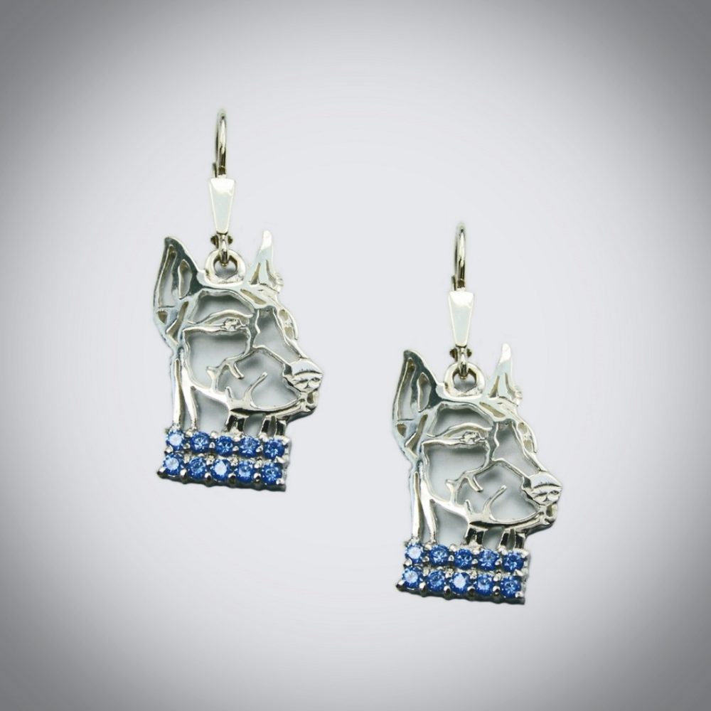 Doberman K – silver sterling earrings - 1