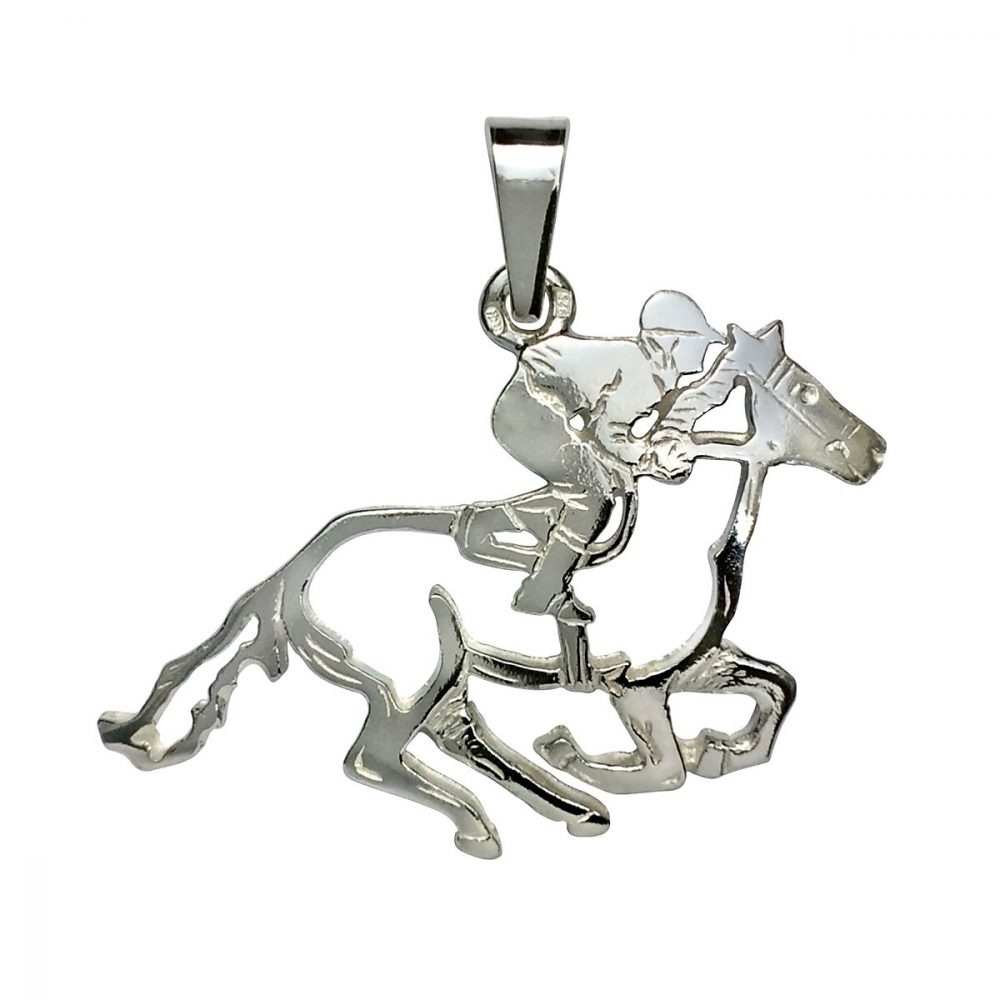 Kůň s jezdcem – Dostih – stříbrný přívěšek 925/1000 - 1