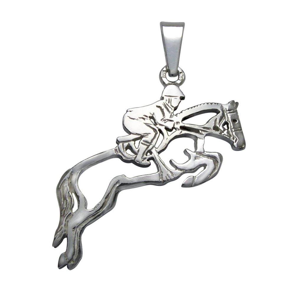 Horse and rider – Showjumping – silver sterling pendant - 1