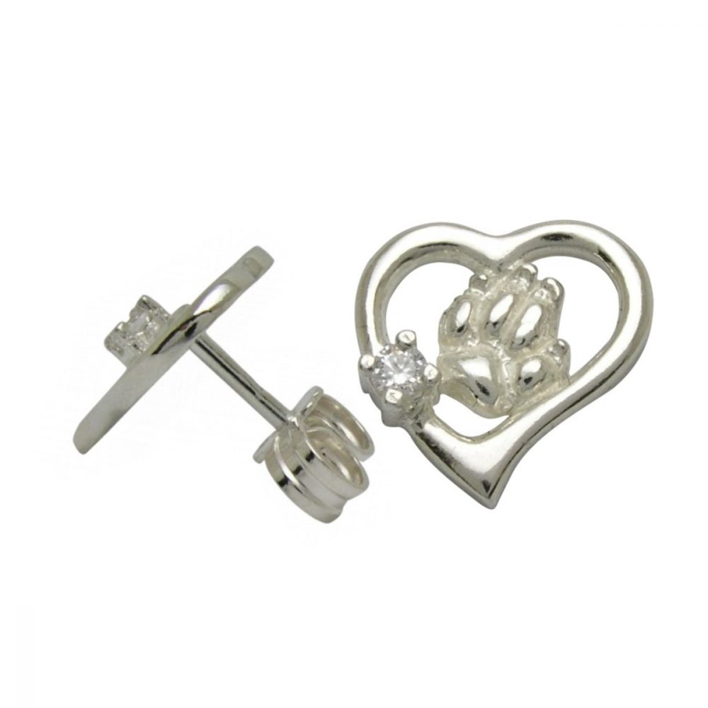 Heart + Paw – silver sterling earring - 1