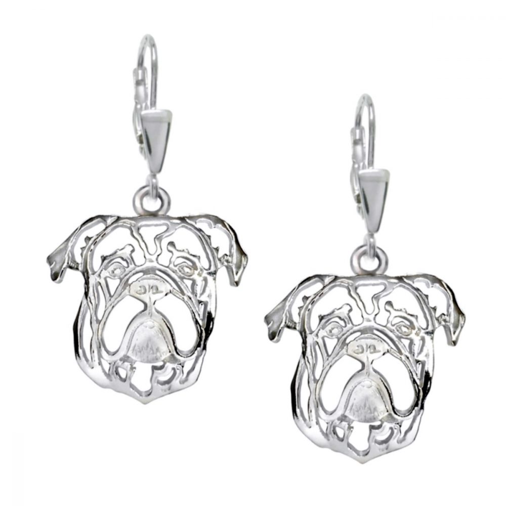 Old English bulldog – silver sterling earring - 1