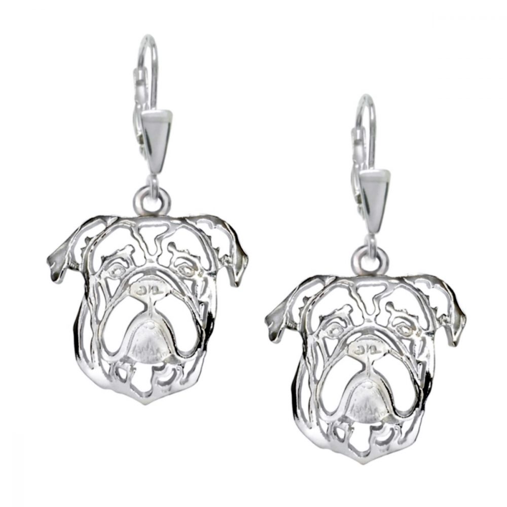Old English bulldog – silver sterling earring - 1