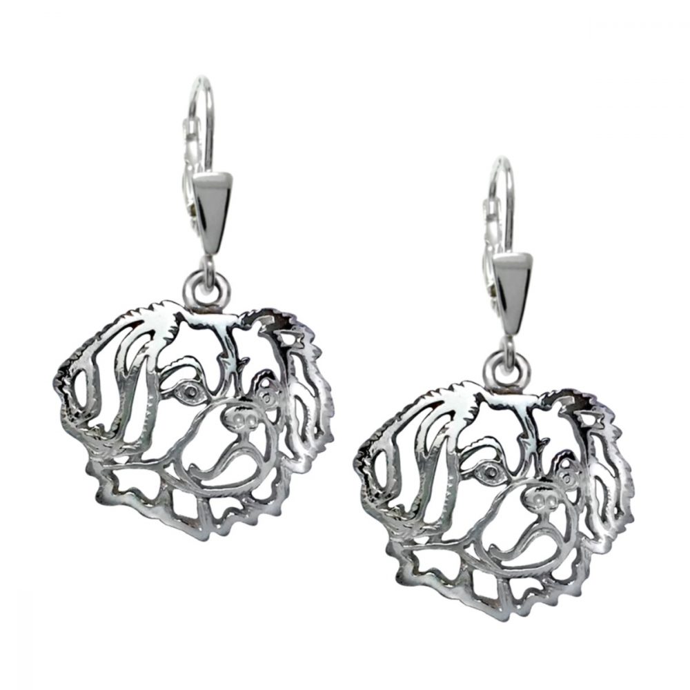Tibetan Spaniel – silver sterling earrings - 1